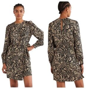 Boden Floral Wrap Skirt Long Sleeves Mini Dress Size 4R